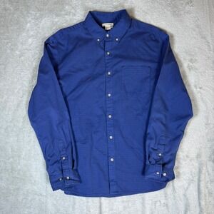 Carbon2Cobalt Shirt Mens M Button Down Micro Dot Long Sleeve Blue Cotton